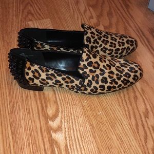 Leopard print pony loafers